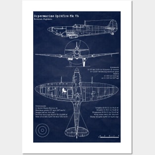 Spitfire Vb Blueprint Posters and Art